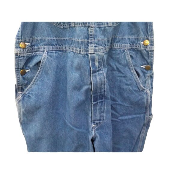 Vtg 90's USA Works 9 Pkt Bib Overalls 38x30 Blue Denim Farm Carpenter Work Wear - Picture 3 of 7